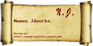 Nemes Jávorka névjegykártya